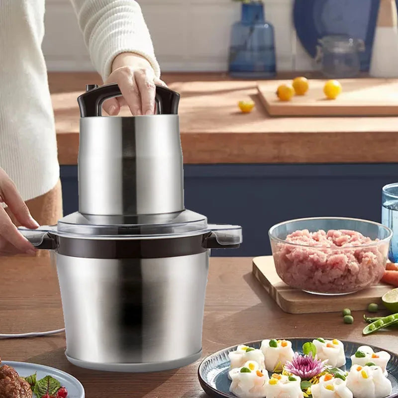 Hachoir à viande électrique automatique en acier inoxydable 6L