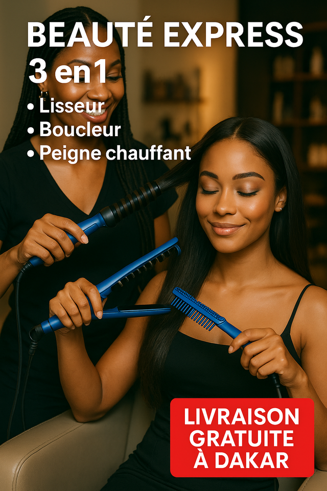 Coiffeuse Pro 3 en 1 – Lisseur, Boucleur, Peigne