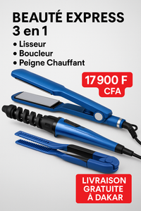 Coiffeuse Pro 3 en 1 – Lisseur, Boucleur, Peigne